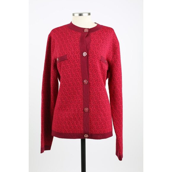 NWT Salvatore Ferragamo Wool Cardigan Jacket SZ L Wine Red $2,100